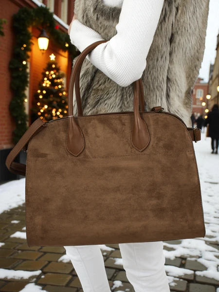 Geantă de damă shopper din piele ecologică tip piele întoarsă Dorelle