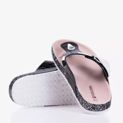 OUTLET Flip-flops negri a'la cu cataramă Lowra - Pantofi