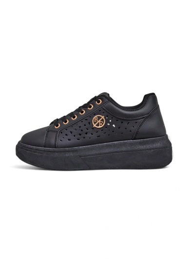 Sneakers de damă Kalista Nero – platforme negre din piele ecologică, colecția de primăvară