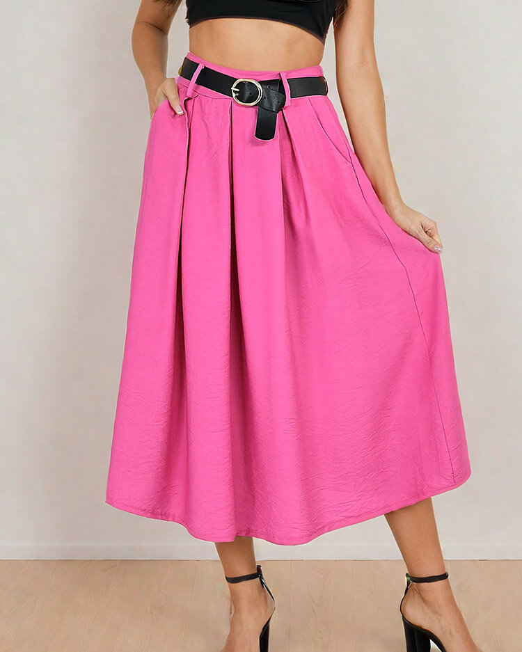 Royalfashion Fustă midi de damă cu curea