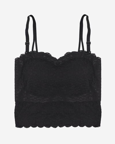 Crop top de damă negru cu bretele - Îmbrăcăminte