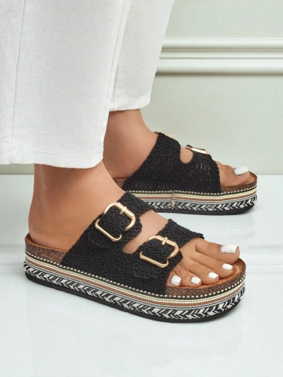 Royalfashion Sandale de damă cu platformă și catarame CorkStyle