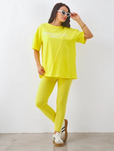 Set de bumbac pentru femei Royalfashion cu mâneci scurte și leggings