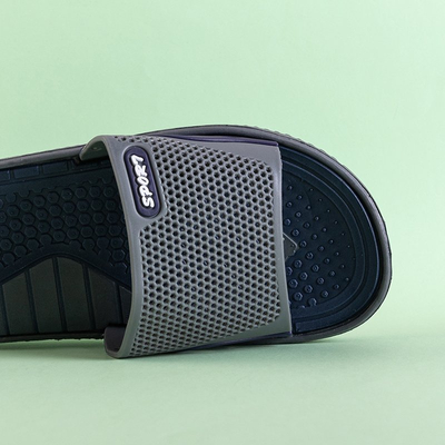 Papuci gri cu element bleumarin pentru bărbați Smorty - Încălțăminte