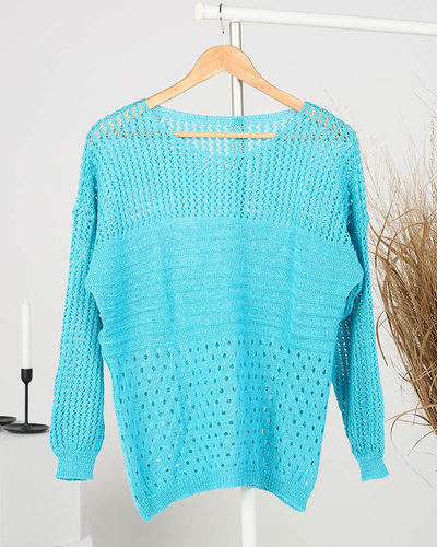 Pulover ajurat albastru dama - Imbracaminte