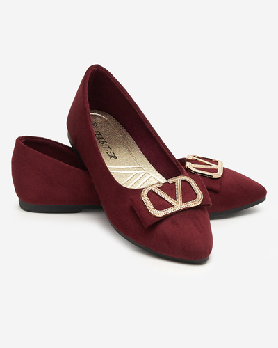 Balerini de dama bordeaux cu ornament pe varf Cavo - Incaltaminte