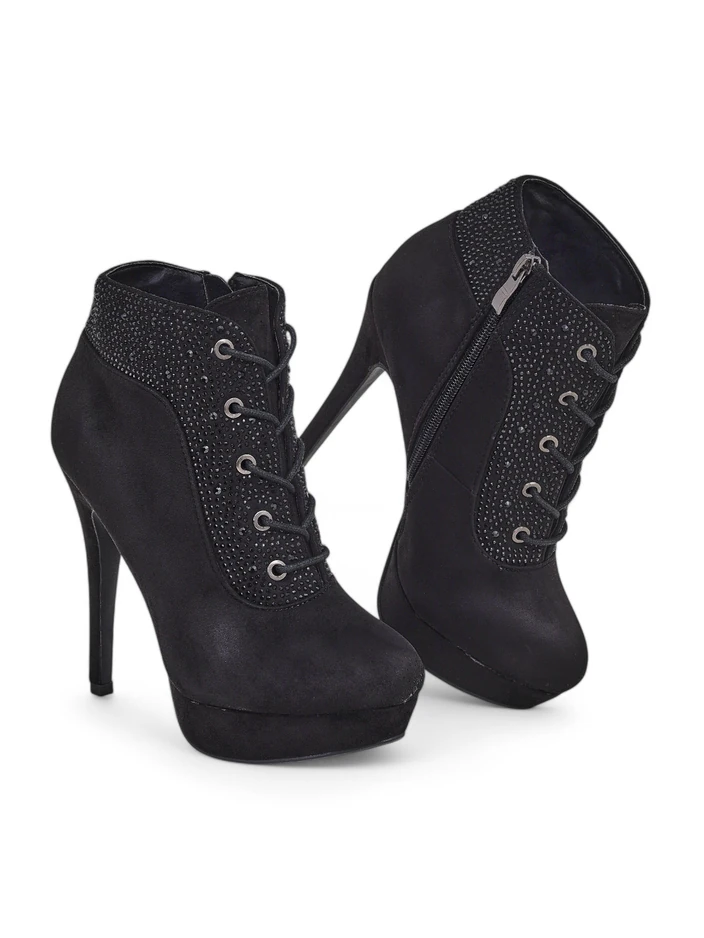 Royalfashion Botine cu toc pentru femei cu strasuri Efelolo