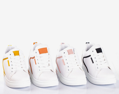 Adidași de damă albi și galbeni, cu toc interior, Marcja - Încălțăminte