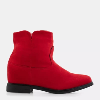 OUTLET Botine roșii a'la cowboy wedge Nastu - Pantofi