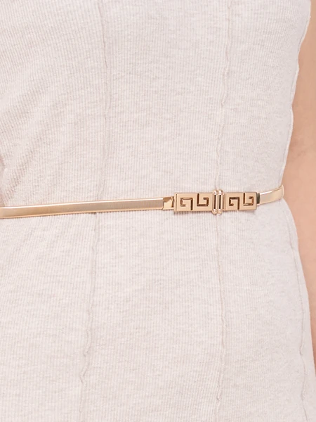 Curea metalică aurie de damă Minerva Elegante cu motiv grecesc, 64-100 cm