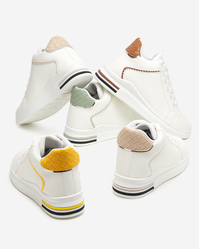 OUTLET Tenisi de damă albi și verzi cu pană Uksy ascunsă - Încălțăminte