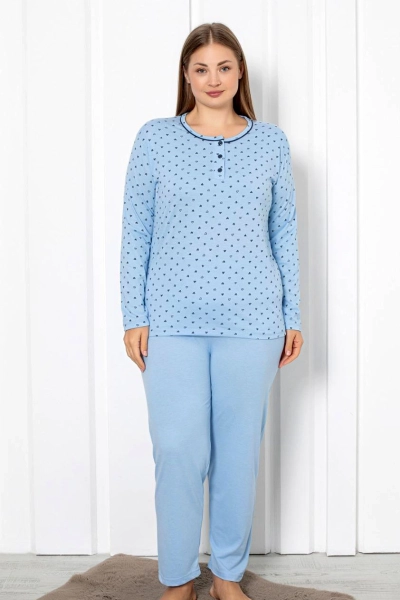 Royalfashion Pijamale Femei din Bumbac 2-Piese cu Print in Forma de Inimă Mărime Mare