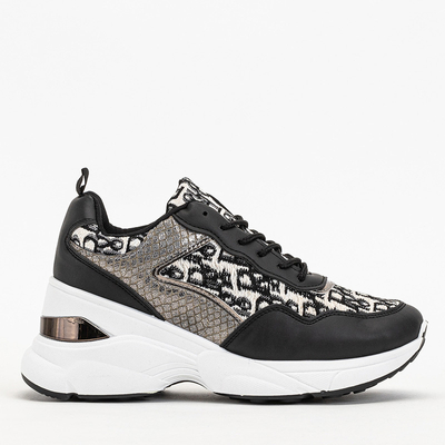 Tenisi negri de damă cu imprimeu și pană Suwill ascunsă - Încălțăminte