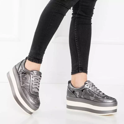 OUTLET Pantofi dama gri pe platforma Exira - Incaltaminte