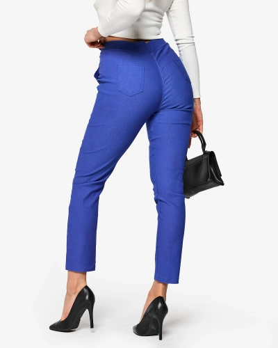 Pantaloni teggings albastru pentru femei PLUS SIZE- Îmbrăcăminte