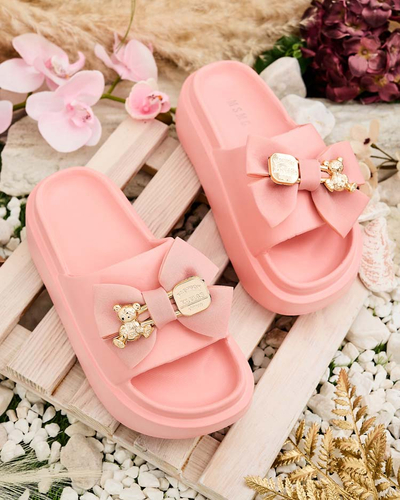 Royalfashion Șlapi de cauciuc pentru femei cu fundiță decorativă Apis