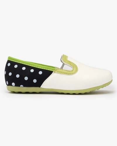 Pantofi de damă de culoare albă din piele ecologică cu imprimeu de mazăre pentru fete Rellme- Footwear