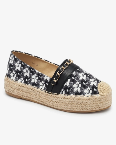 Espadrile florale negre Azzaxi- Footwear