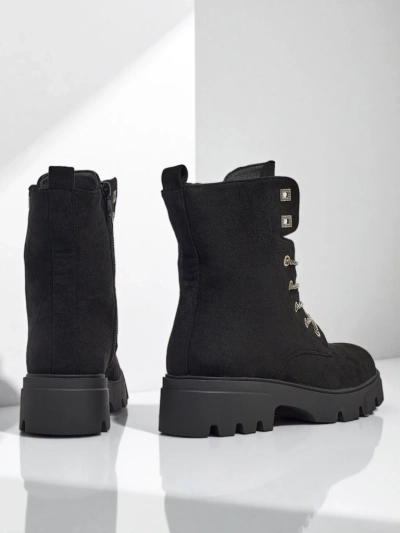 Botine de damă Tessaro din piele ecologică întoarsă cu șireturi