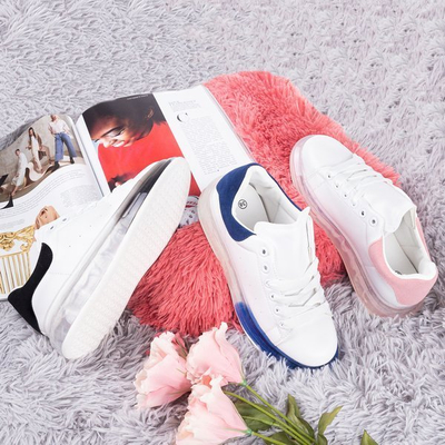 Adidași albi și albaștri cu talpă mai groasă Judite - Încălțăminte