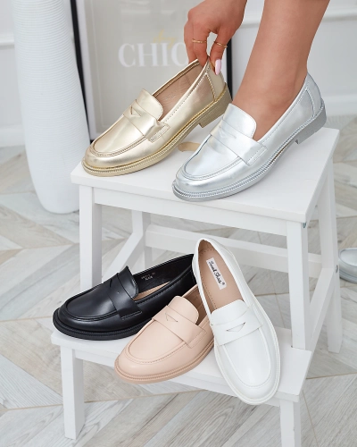 Mocasini albi pentru femei din piele ecologică Zibom- Footwear