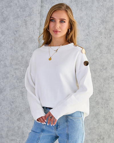Royalfashion Pulover subțire de damă cu decorațiuni pe umeri