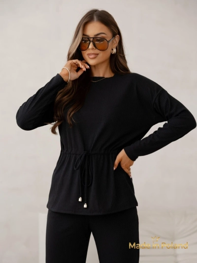 Royalfashion Set dama din bumbac, tip pulover, cu striatii