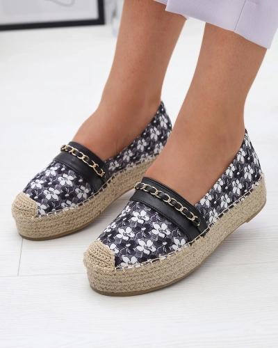 Espadrile florale negre Azzaxi- Footwear