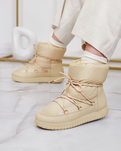 Royalfashion Cizme de zăpadă slip-on pentru femei de culoare bej Iredas