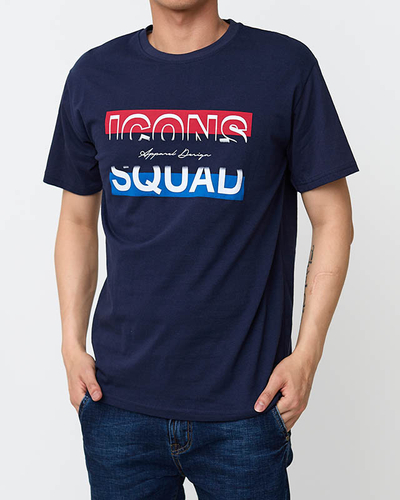 Tricou bărbați bleumarin cu imprimeu - Îmbrăcăminte