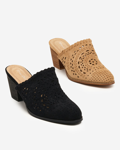 OUTLET Pantofi de dama maro deschis Aqarion cu toc inalt - Incaltaminte