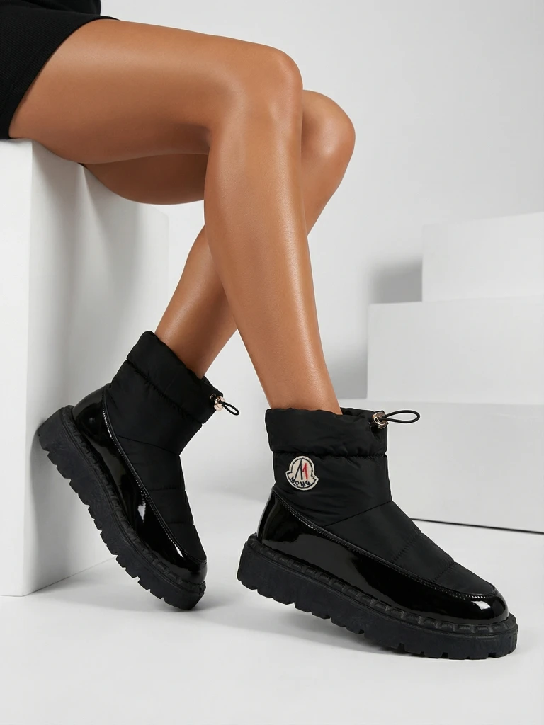 Royalfashion Cizme de zăpadă slip-on pentru femei de culoare neagră Ireda