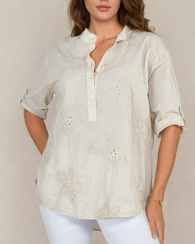 Royalfashion Cămașă oversize pentru femei cu broderie