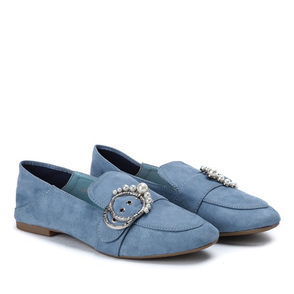 Niebieskie mokasyny z ozdobną sprzączką Princessena - Obuwie