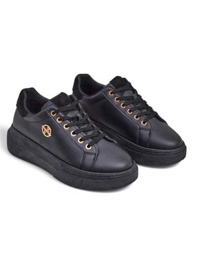 Sneakers femininu Erato Nero riba plataforma di skina ekolójiku 5cm