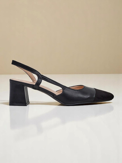 Royalfashion Zapatos de salón de tacón bajo con adorno en la puntera Eleganzo para mujer