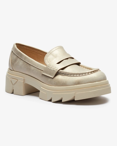 Mocasini din piele ecologică pentru femei, aurii Sepop- Footwear