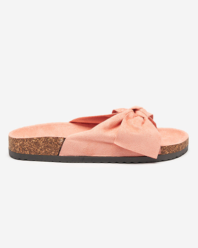 OUTLET Papuci roz cu fundita Montiana - Pantofi