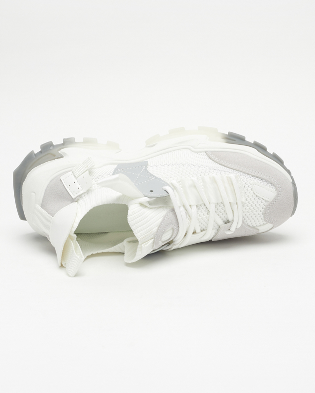 Pantofi sport de damă albi pe talpă Tiroka masivă - Încălțăminte