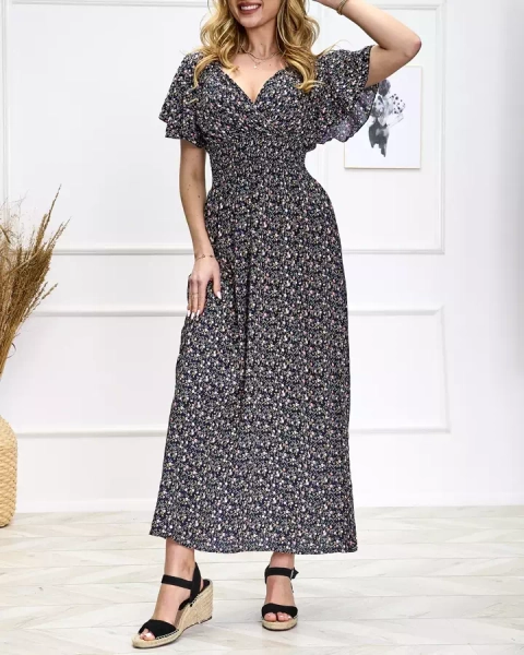 Rochie maxi de damă albastru marin Floral Îmbrăcăminte