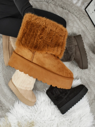 Ghete tip snowboots de damă cu blană artificială Irelle