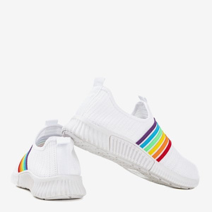 Białe sportowe buty damskie typu slip - on Rainbow - Obuwie