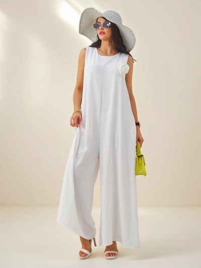 Artemisia Eleganza – weißer Damen-Maxi-Overall aus Viskose mit Trägern
