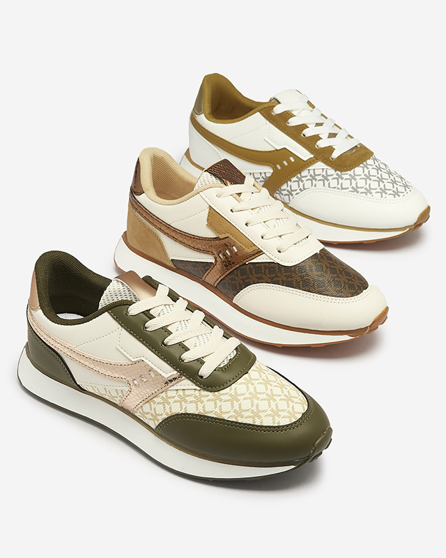 Pantofi sport pentru femei de culoare verde închis și bej Fiffvi- Footwear
