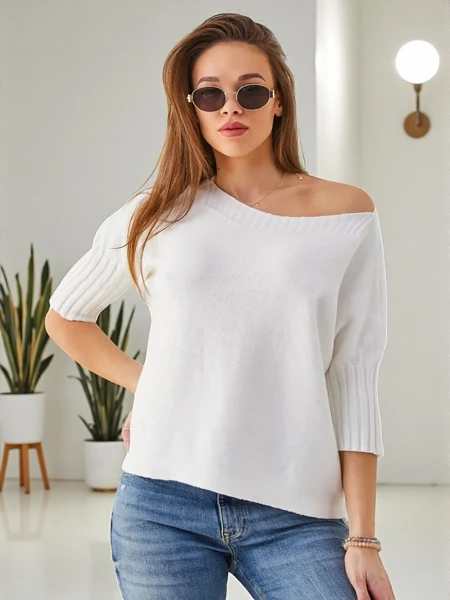 Pulover din viscoză pentru femei Royalfashion cu mâneci scurte