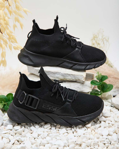 Esmeralda Sneakers Negri cu Toc Plat