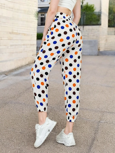Royalfashion Pantaloni de damă din țesătură cu buline