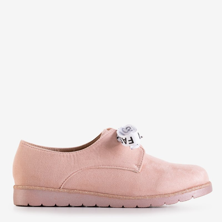 Încălțăminte roz pentru femei dantelată cu o panglică Ninetta - Încălțăminte