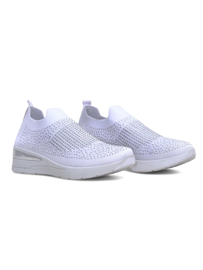 Royalfashion Pantofi sport cu talpă wedge pentru femei, slip-on, cu strasuri Qelavise