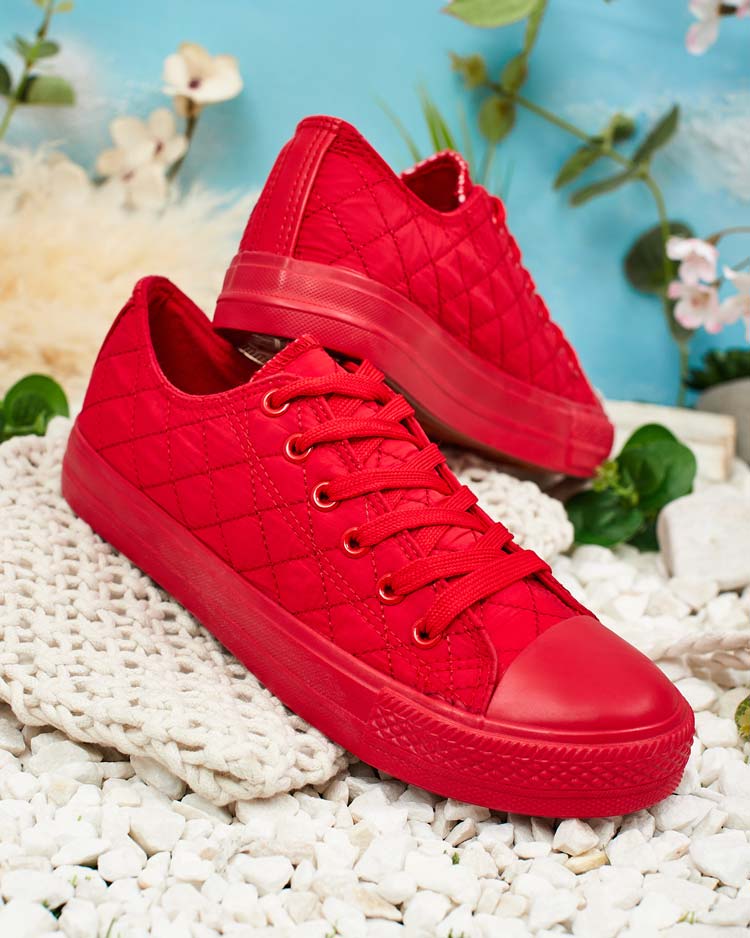 Tenisi de Damă Stella Roșii din Material Textil Sport pentru Vară